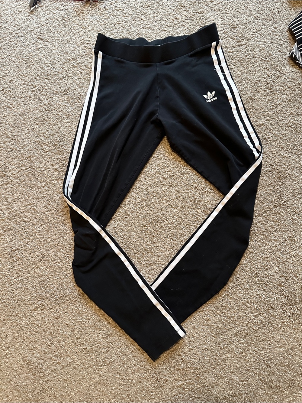 adidas Black Leggings with White Side Stripes